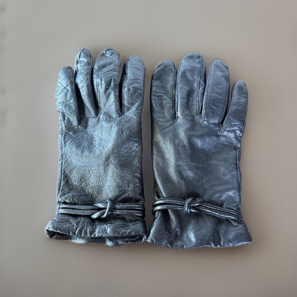 Wilsons Leather Women’s Black Genuine Leather Gloves Size L Lined Winter VTG